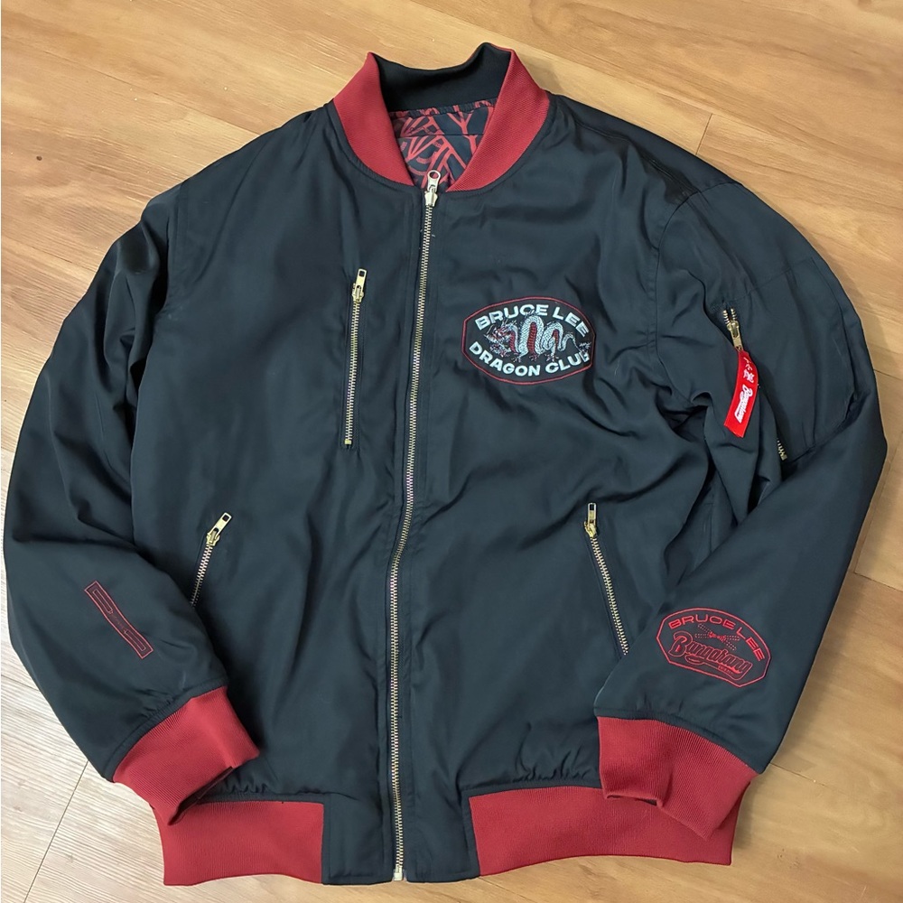 Bangarang x Bruce Lee Official Dragon Club reversible bomber jacket